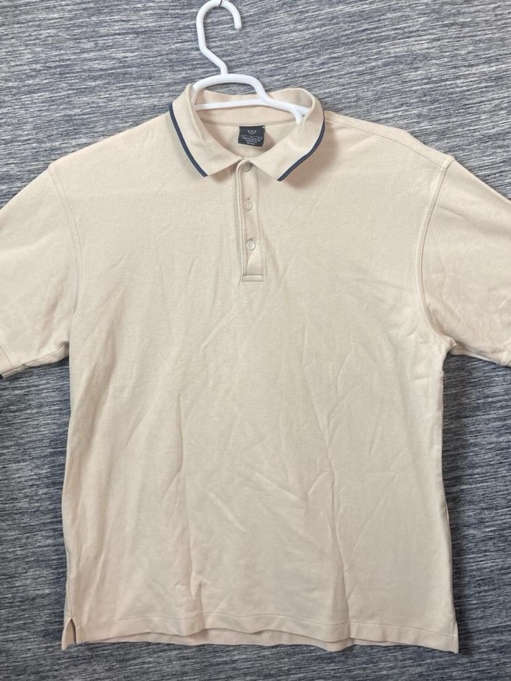 Nike Men's Cream Polo with Navy Contrast Collar Short Sleeves